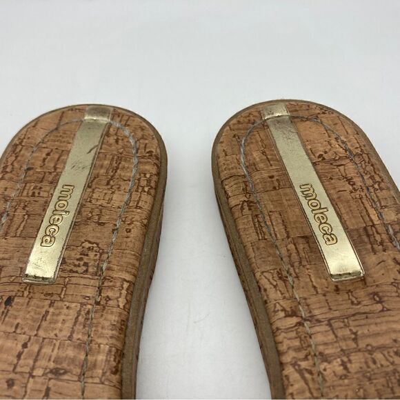 Moleca Black/White Striped Bow Cork Platform Sandals Size 6/37 Made in Brazil - Picture 4 of 11